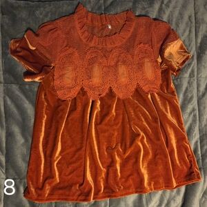 Orange Velvet Women's Top